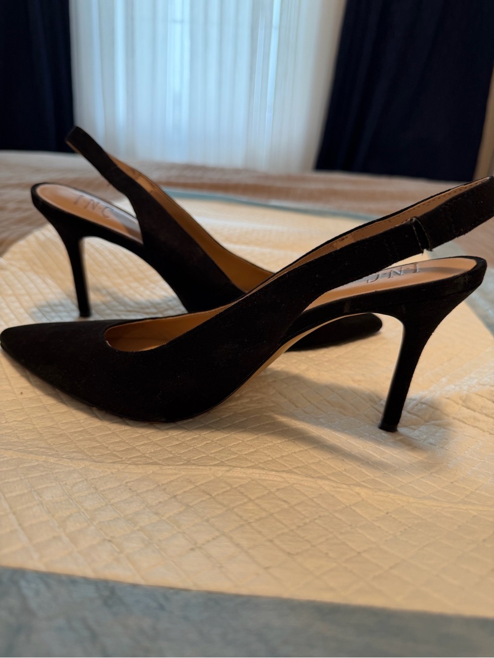 INC International Concepts Black Pointed-Toe Slingback Pumps